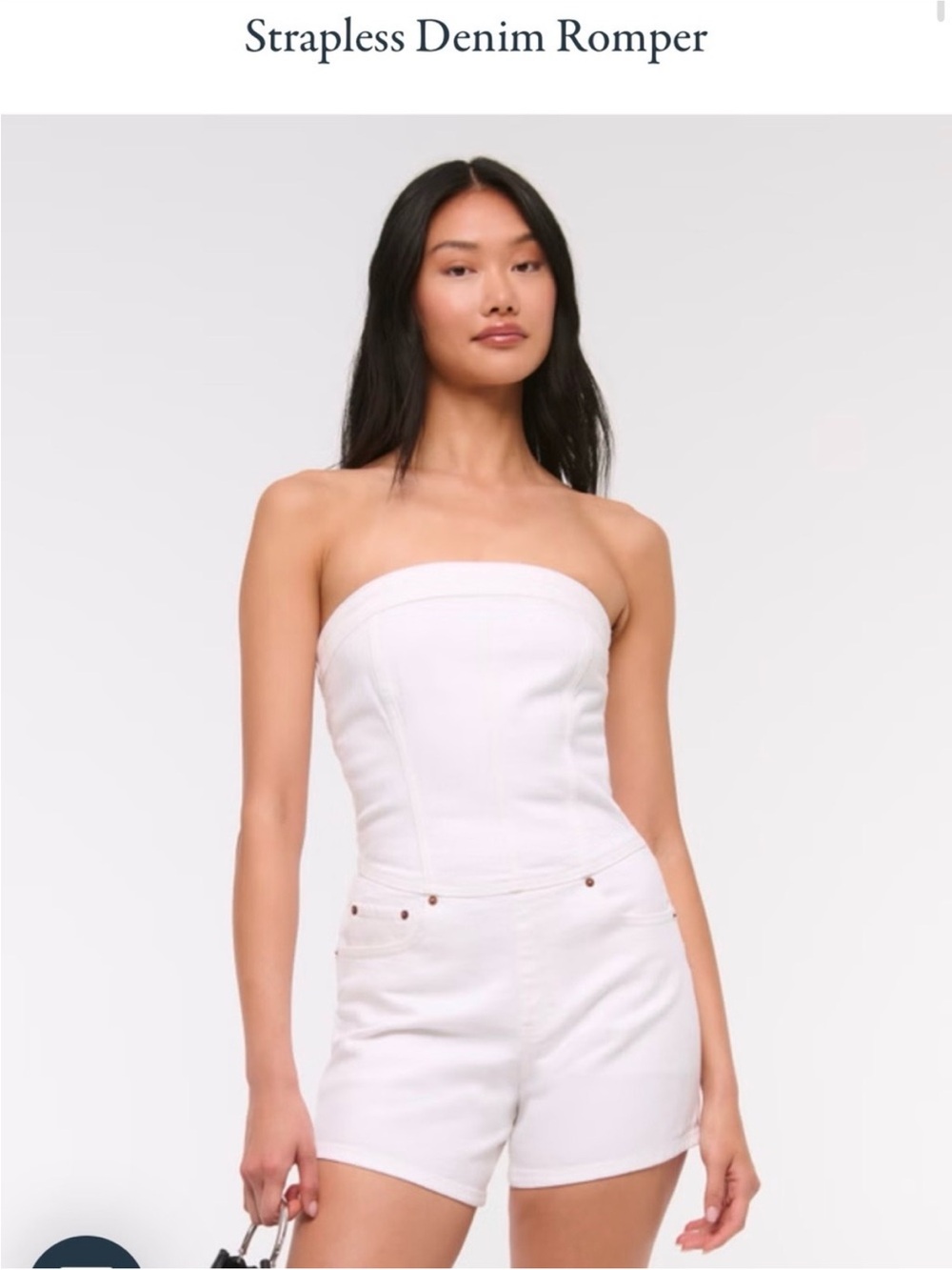 Abercrombie & Fitch Strapless White Denim Romper